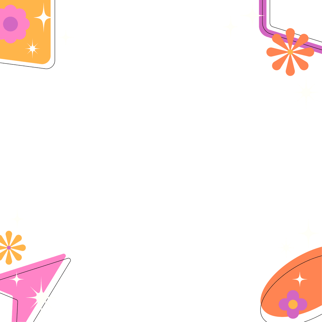 Multicolor Transparent Border with Floral and Sparkle Motifs