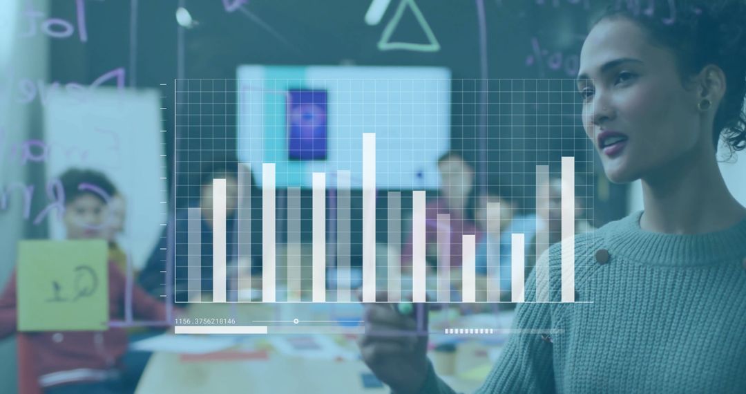 Businesswoman Presenting Data Analytics Chart in Meeting