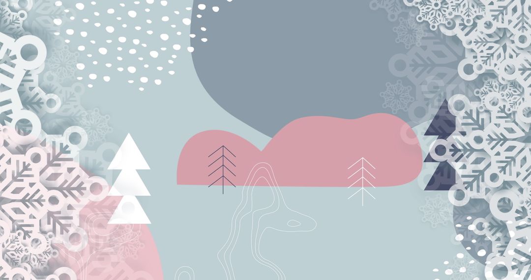 Abstract Winter Landscape with Pink and Grey Tones