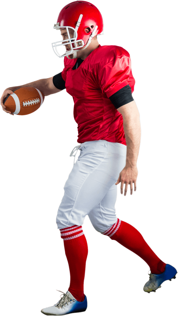 Transparent American Football Player in Action Pose Isolated
