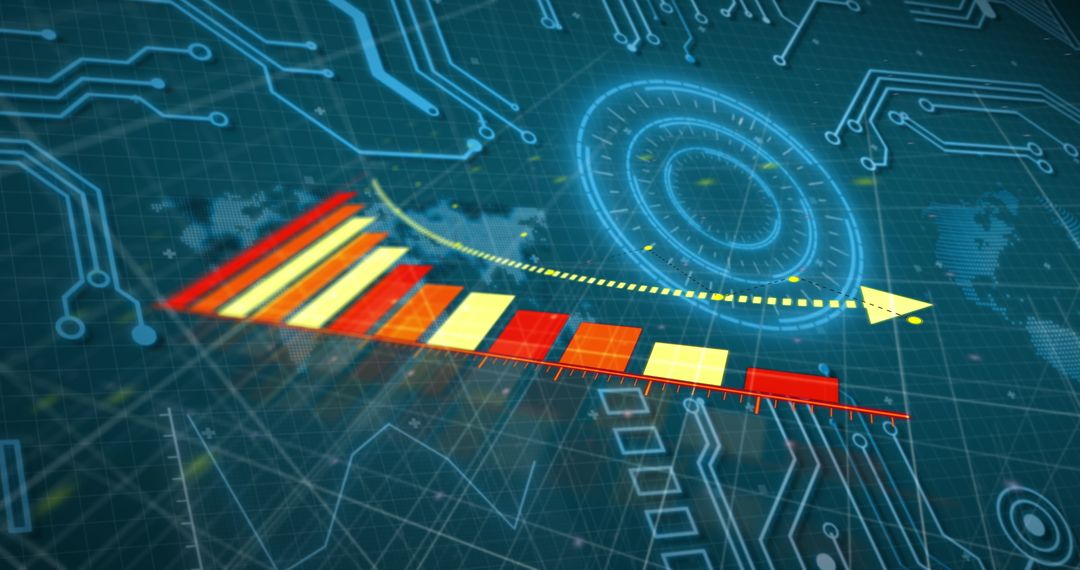 3D Rendered Financial Graph on Digital Interface Background