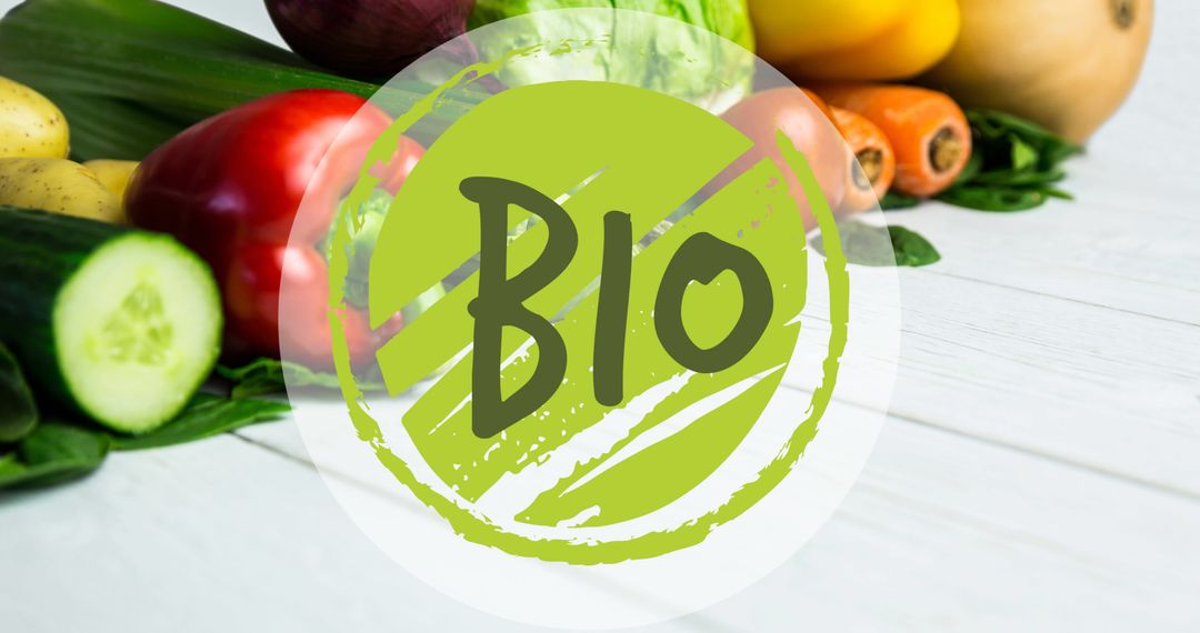 Fresh Organic Vegetables with Bio Label Symbol for Healthy Living