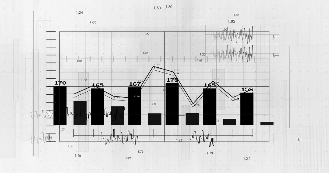 Abstract Financial Chart Patterns on Digital Screen