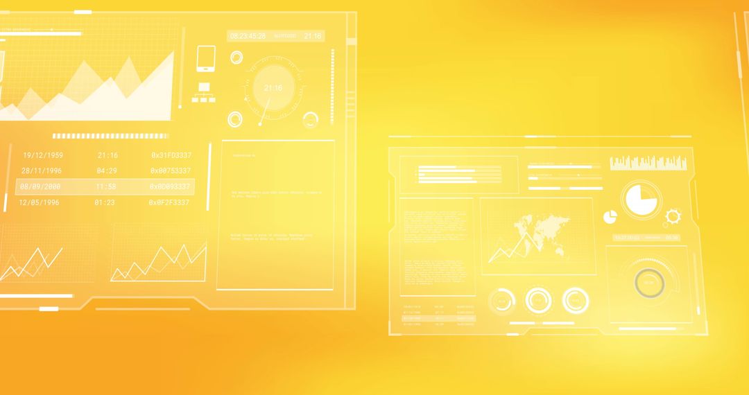 Futuristic Holographic Interface with Graphs and Charts