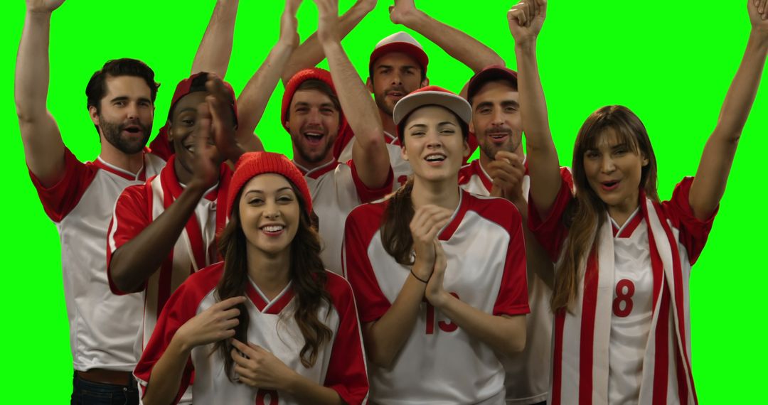 Excited Fans Cheering, Wearing Team Jerseys on Green Screen Background - Free Images, Stock Photos and Pictures on Pikwizard.com