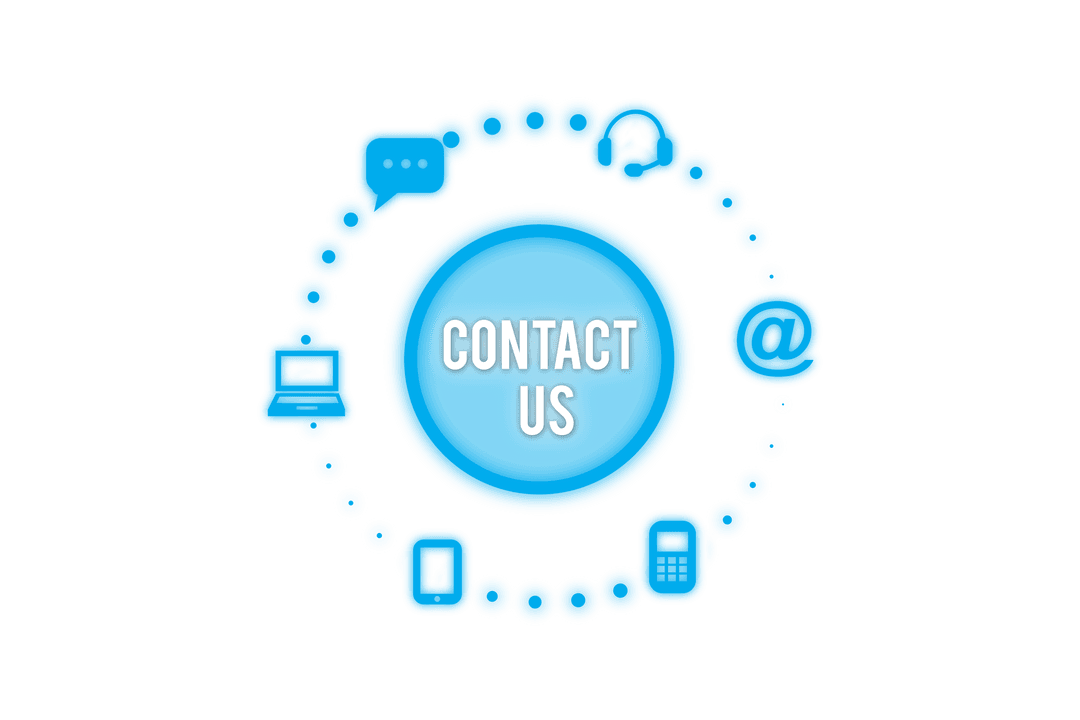 Transparent Contact Us Icon with Network of Communication Media