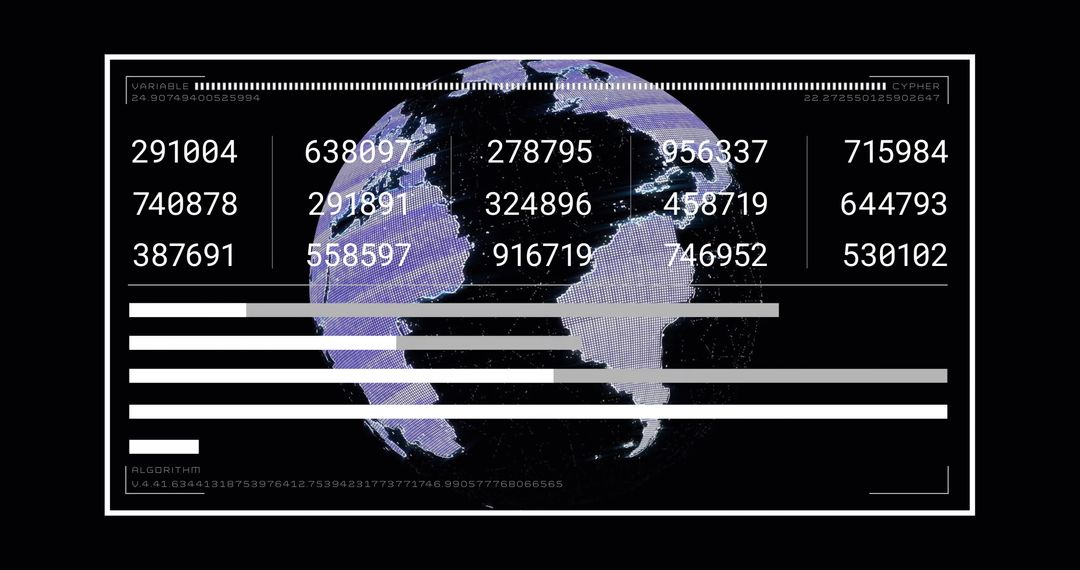 Futuristic Digital Data Interface on Rotating Earth