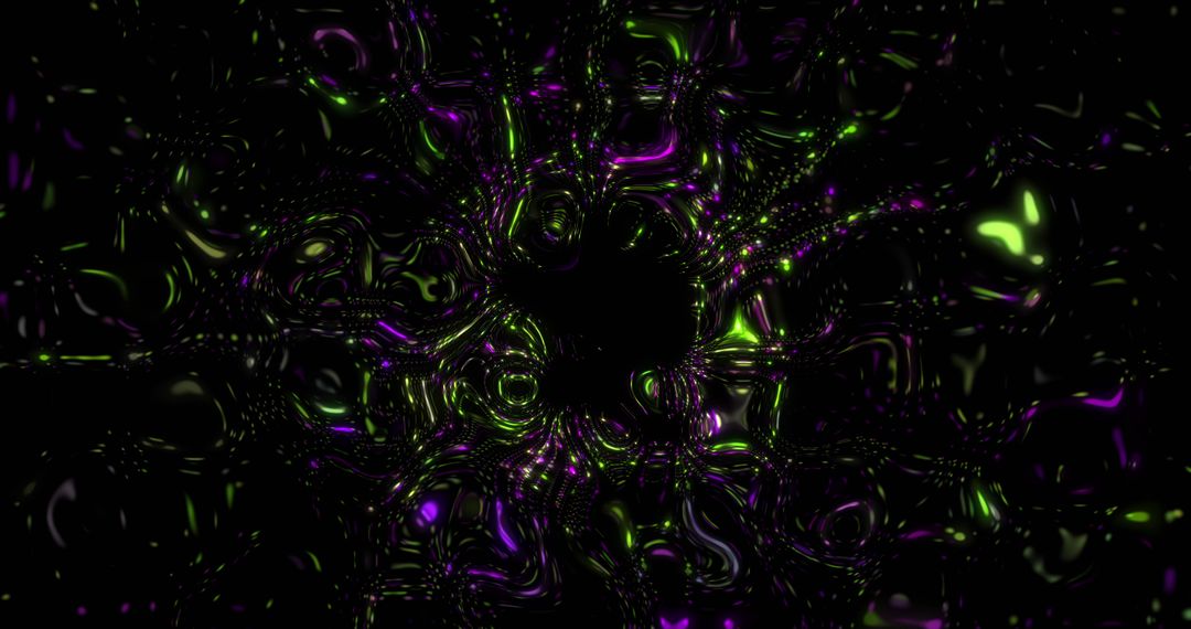 Abstract Neon Liquids in Motion with Dark Void Center