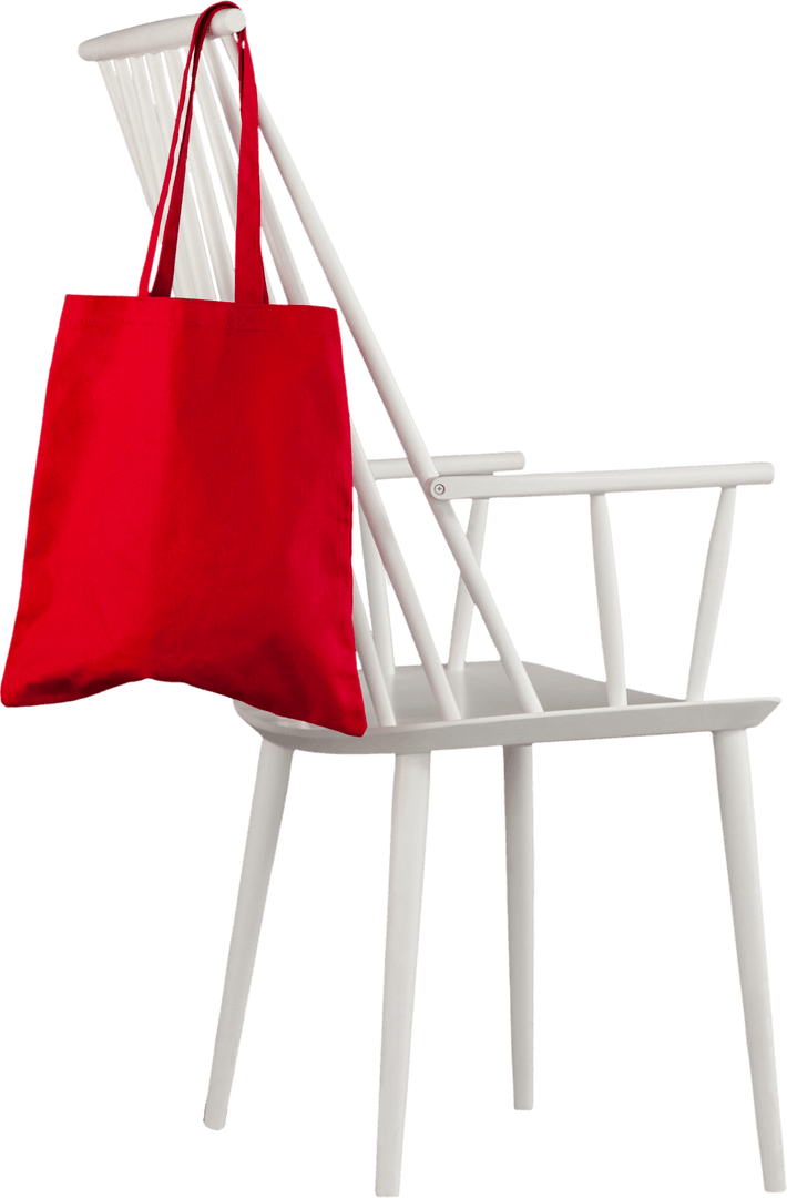 White Chair with Red Tote Bag Transparent Background