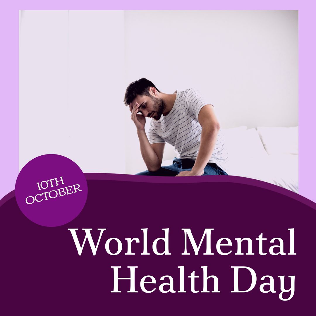 World Mental Health Day Campaign with Thoughtful Man - Download Free Stock Templates Pikwizard.com