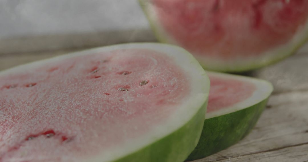Half-Sliced Watermelon on Rustic Wooden Board