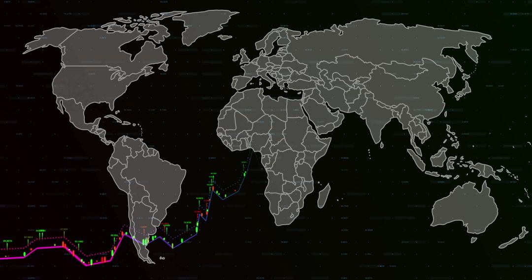 Global Data Visualization Overlaying World Map