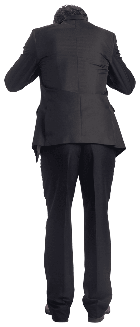 Businessman in Suit Looking Down Transparent Background