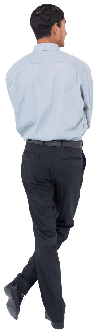 Back View of Businessman Wearing Formal Attire on Transparent Background