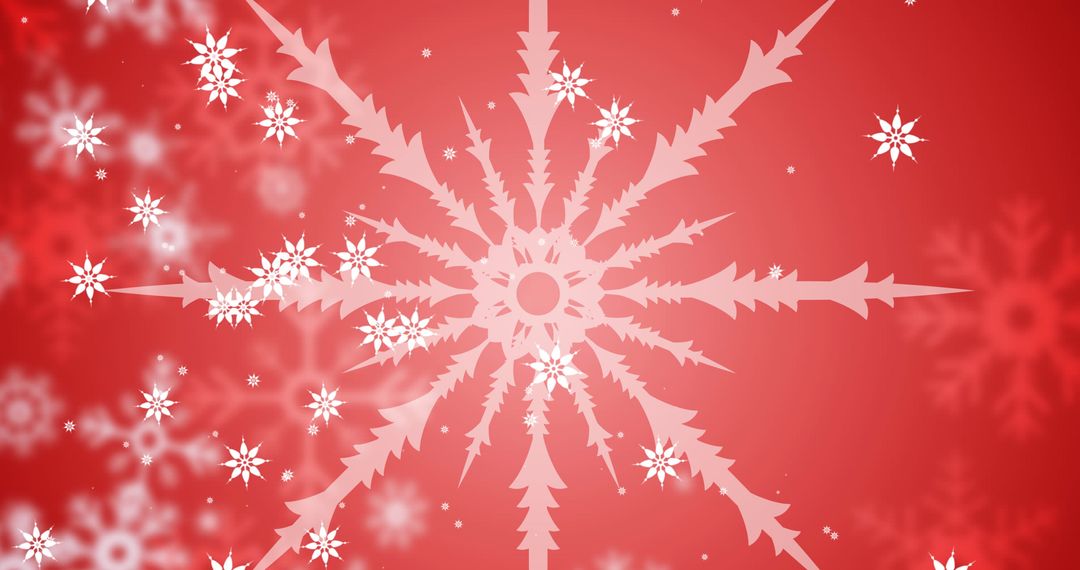 Falling Snowflakes on Red Christmas Background Illustrations