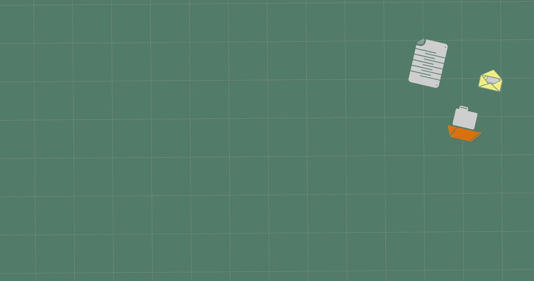 Creative Learning Icons on Green Grid Background