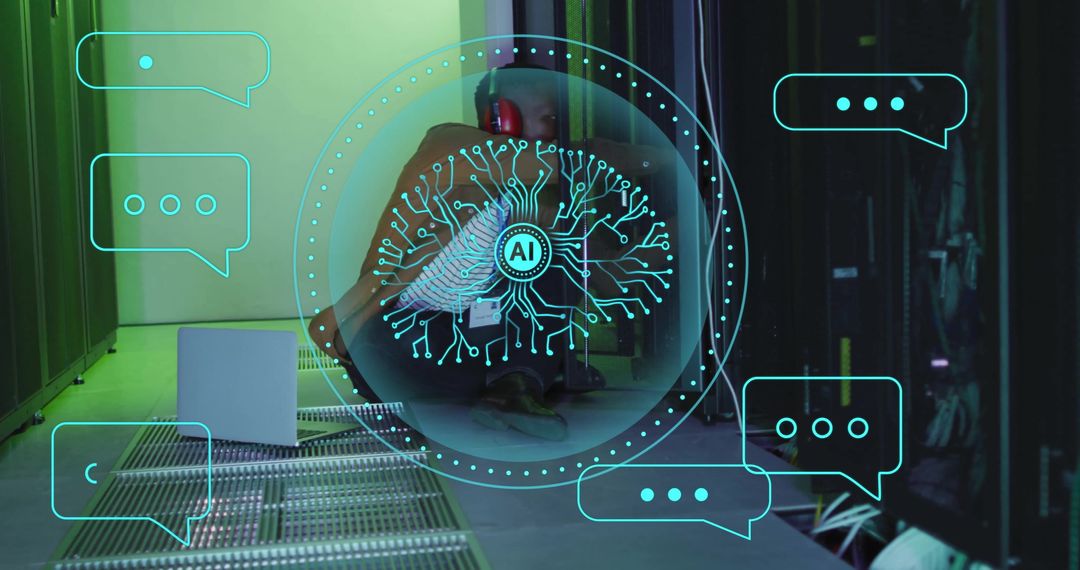Technician Enhancing Server Performance with AI and VR Innovation - Free Images, Stock Photos and Pictures on Pikwizard.com