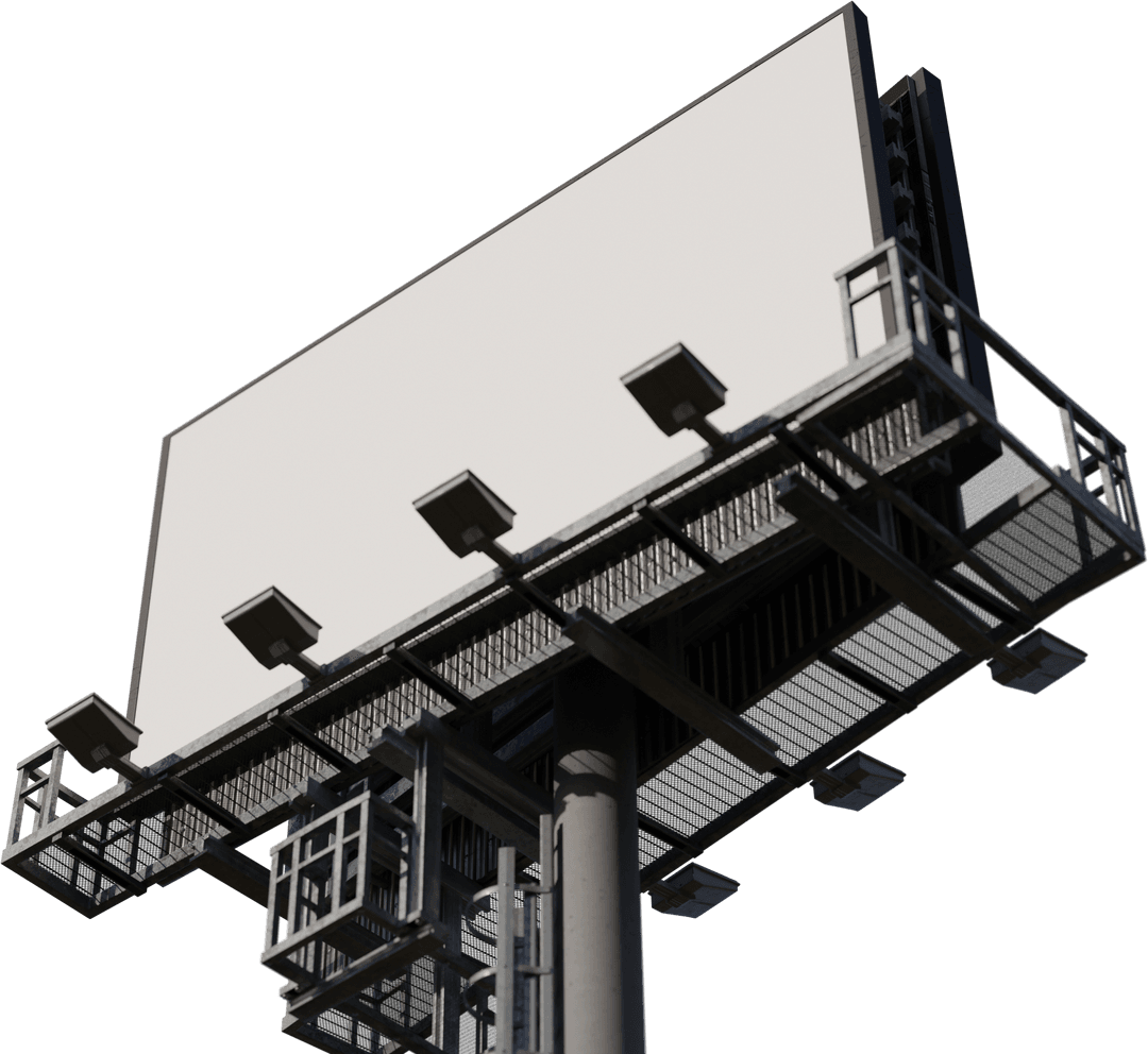 Transparent White Blank Billboard with Copy Space and Lights Concept