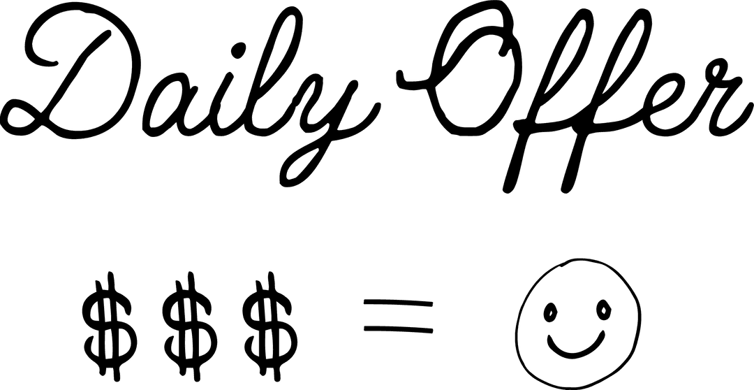 Transparent Daily Offer Graphic with Smiley and Dollar Signs