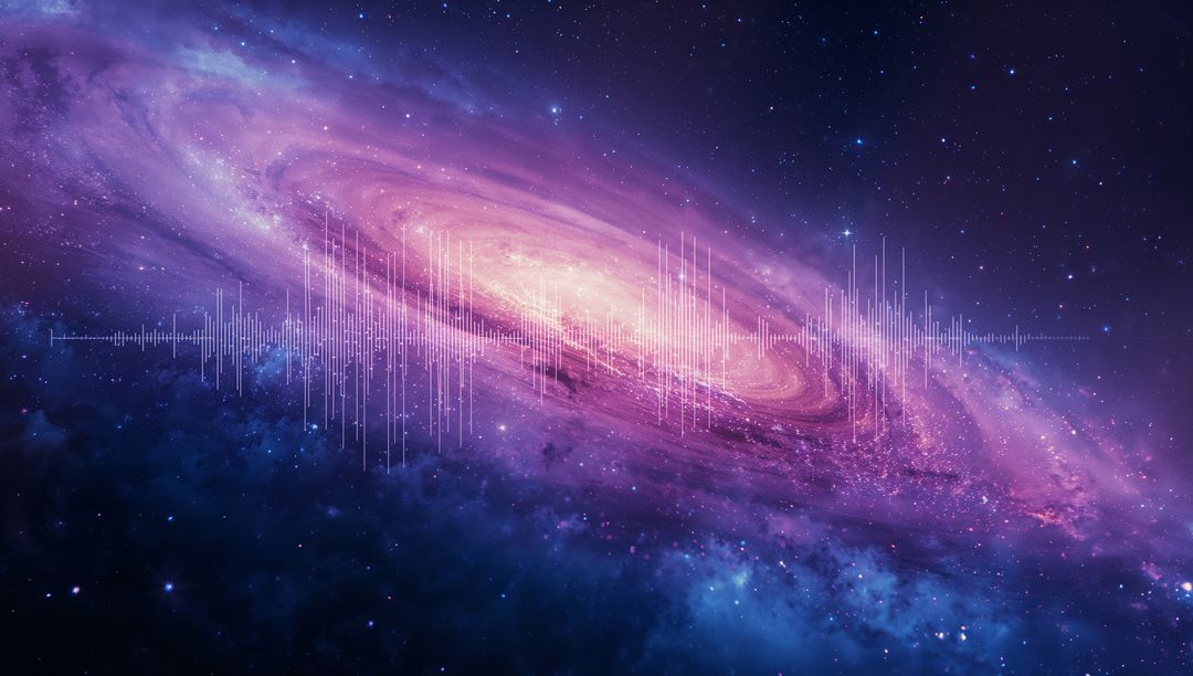 Futuristic Overlay of Spiral Galaxy in Deep Space