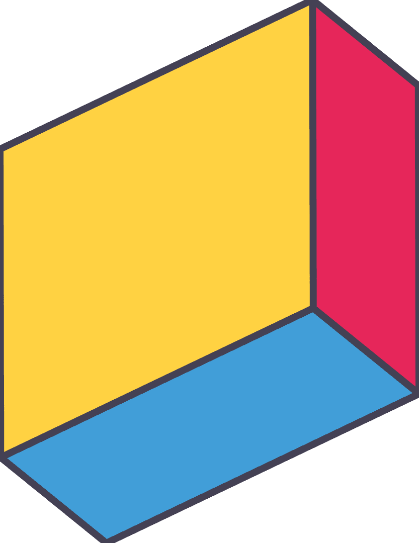 Colorful Geometric Box on Transparent Background for Design Mock Ups