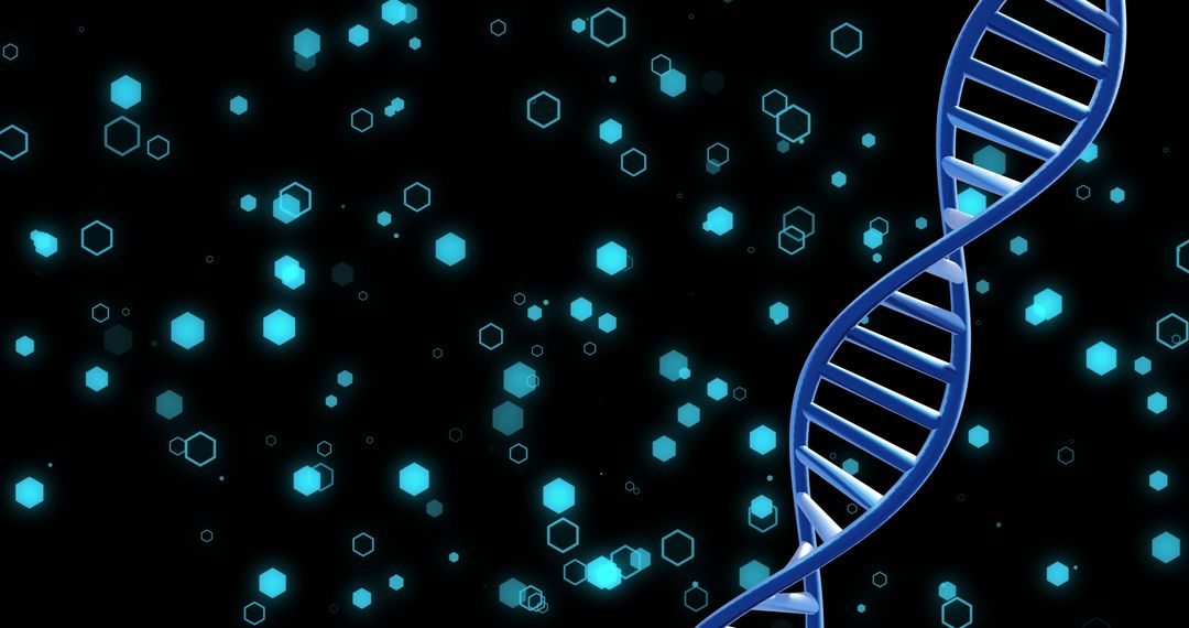3d rendering dna helix with glowing light particles