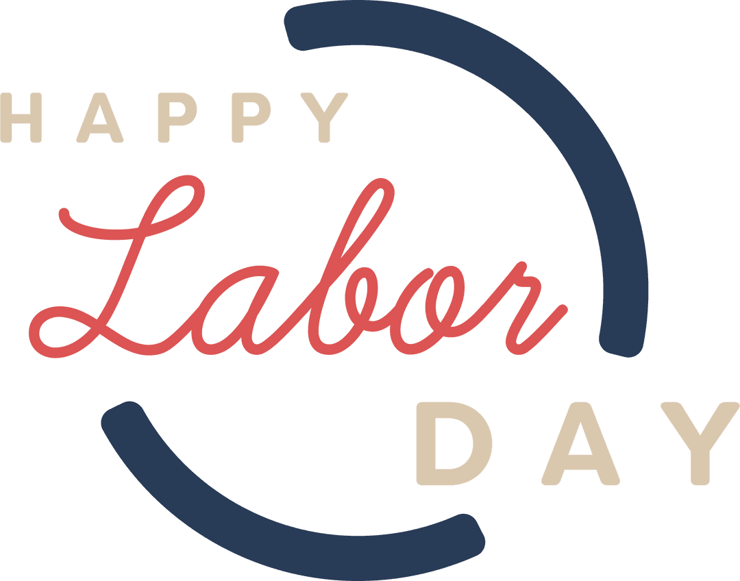 Happy Labor Day Writing on Transparent Background