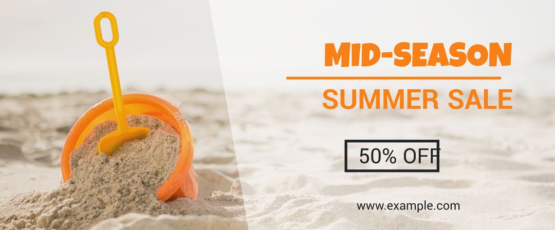 Bright Beach Bucket Background for Mid-Season Summer Sale