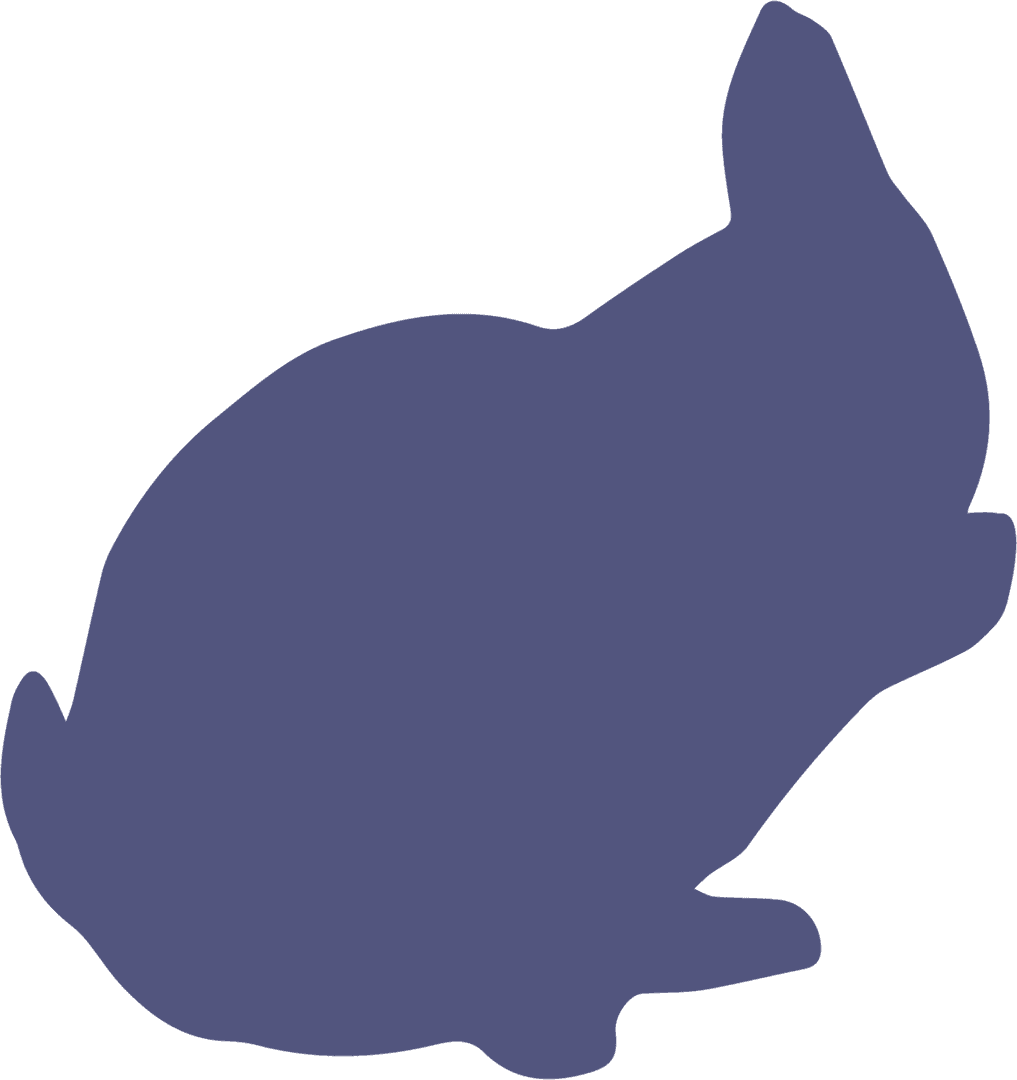 Dark Blue Rabbit Silhouette on Transparent Background Design