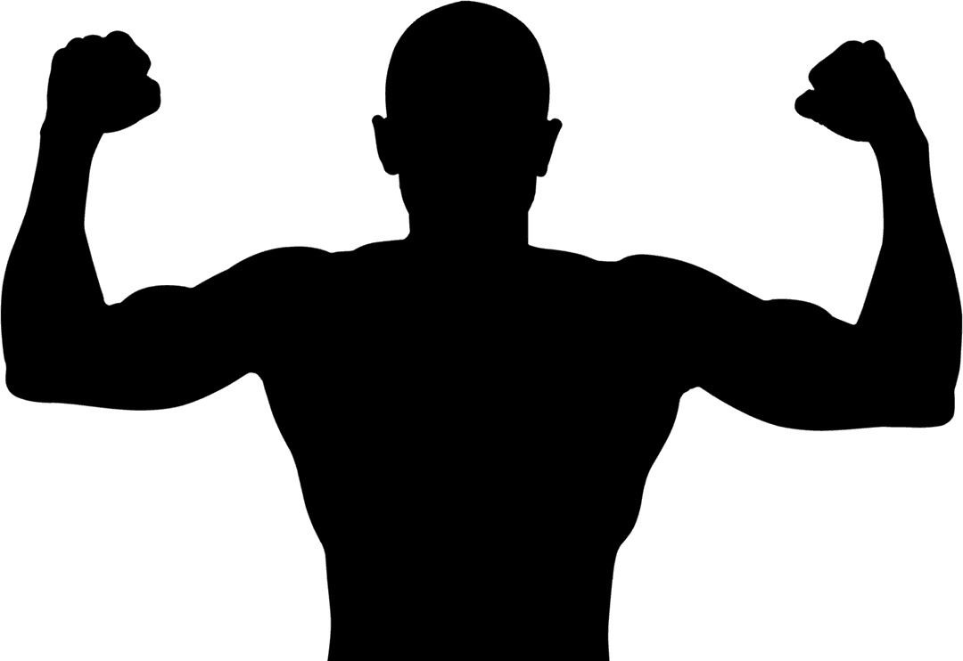 Transparent Silhouette of Athlete Flexing Muscles