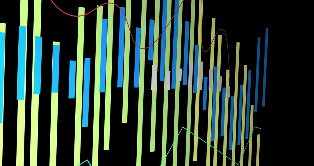 Digital Financial Data and Market Trends Analysis on Black Background