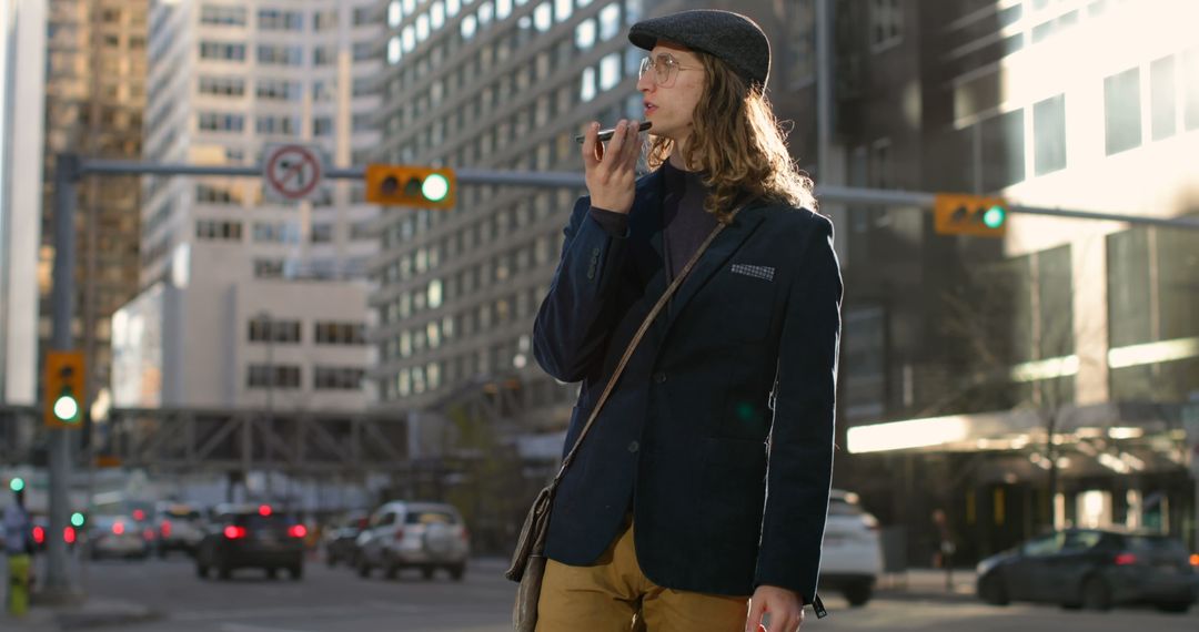 Young Man Smoking Pipe on Urban City Street - Free Images, Stock Photos and Pictures on Pikwizard.com