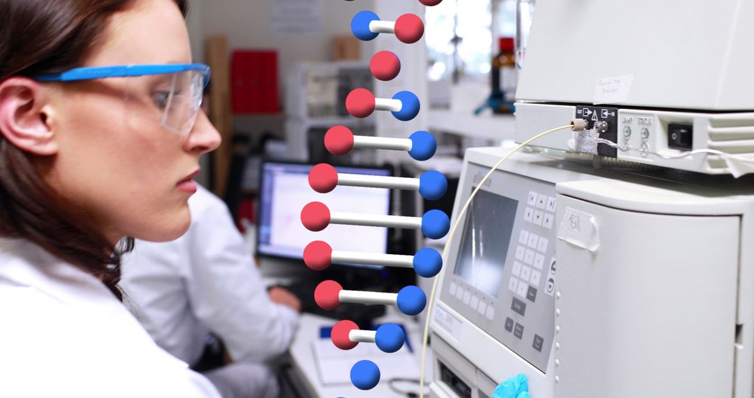 Scientists Analyzing DNA Strand in Modern Laboratory Setting