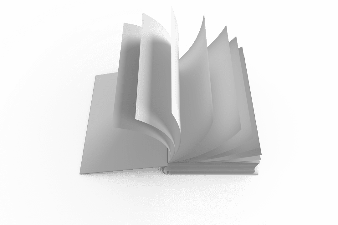 Open White Book Illustration on Transparent Background