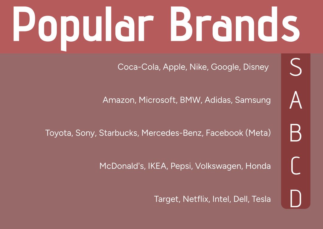 Ranking of Popular Global Brands by Popularity Tiers - Download Free Stock Templates Pikwizard.com