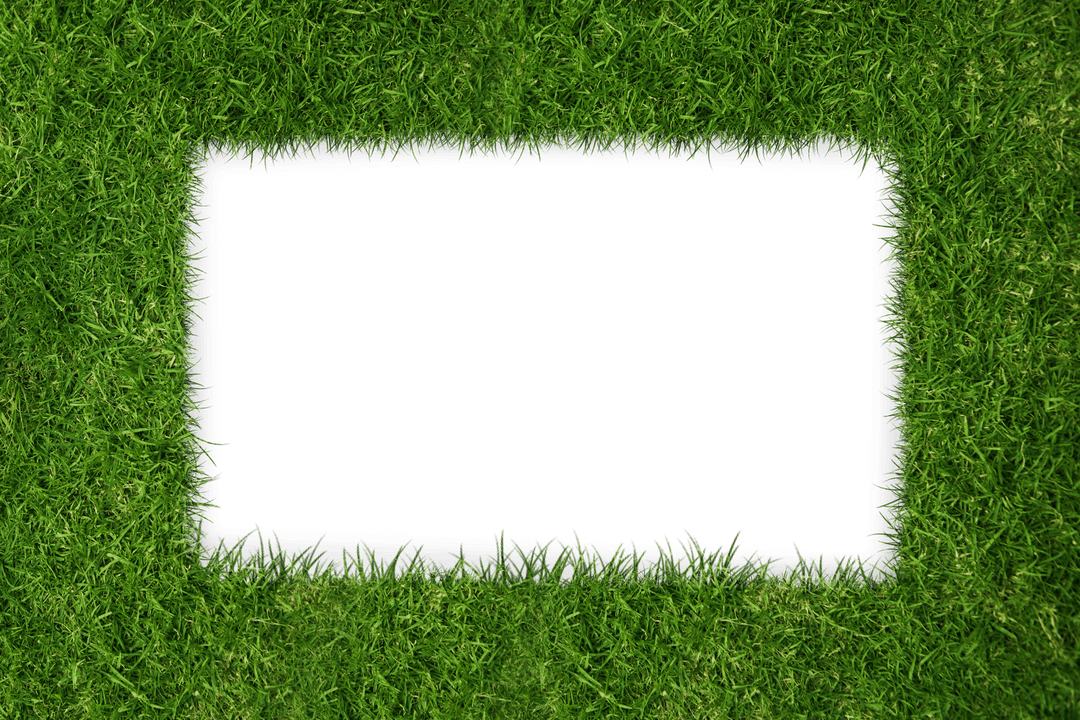 Green Lush Grass Frame on Transparent Background for Creative Designs