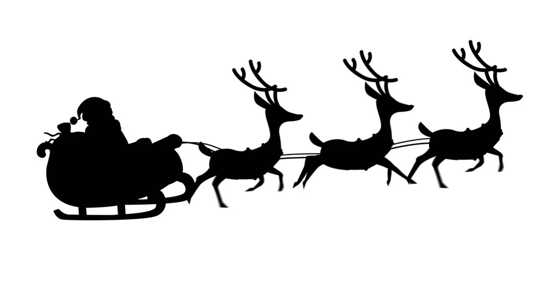 Santa Claus Silhouette with Reindeers on Sleigh - Free Images, Stock Photos and Pictures on Pikwizard.com