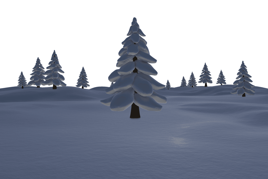 Peaceful Snowy Landscape with Transparent Fir Trees