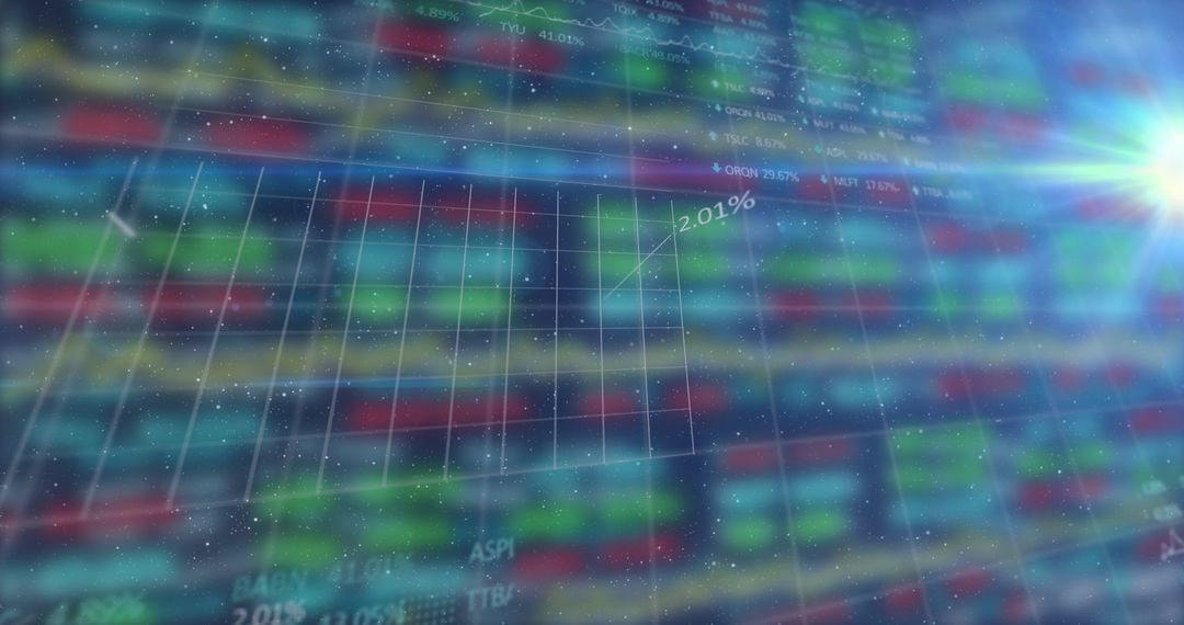 Abstract Digital Grid with Line Graph and Trading Display
