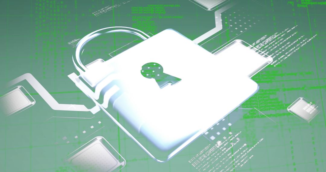 Digital Data Security Concept with Lock and Circuit Board