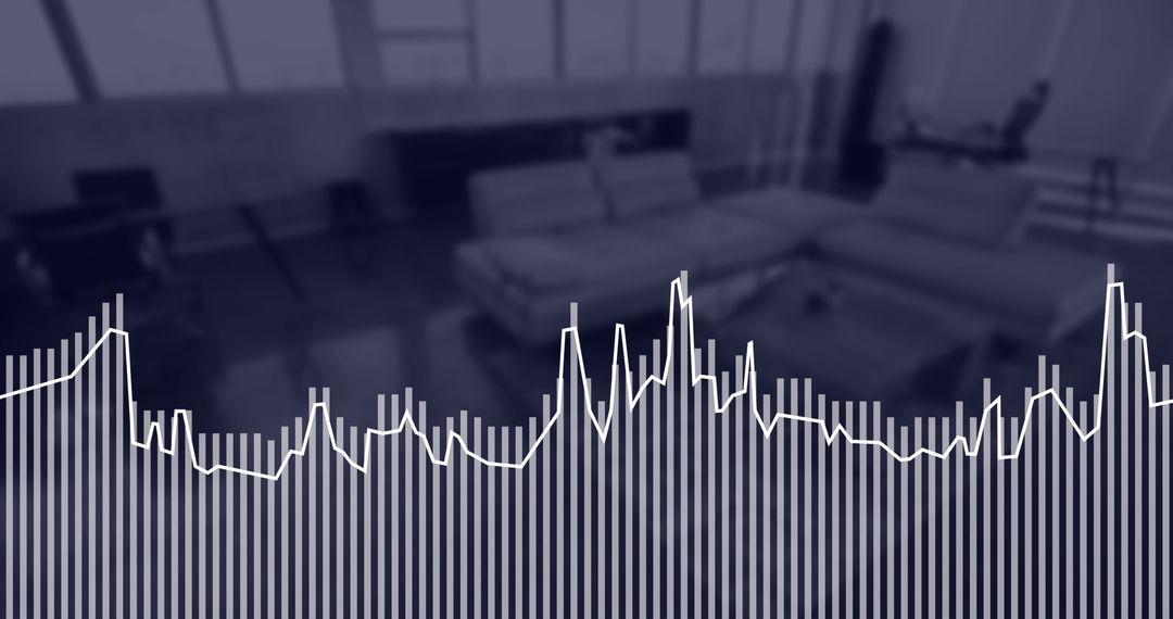 Digital Financial Data Visualizations Overlaying Modern Office Space