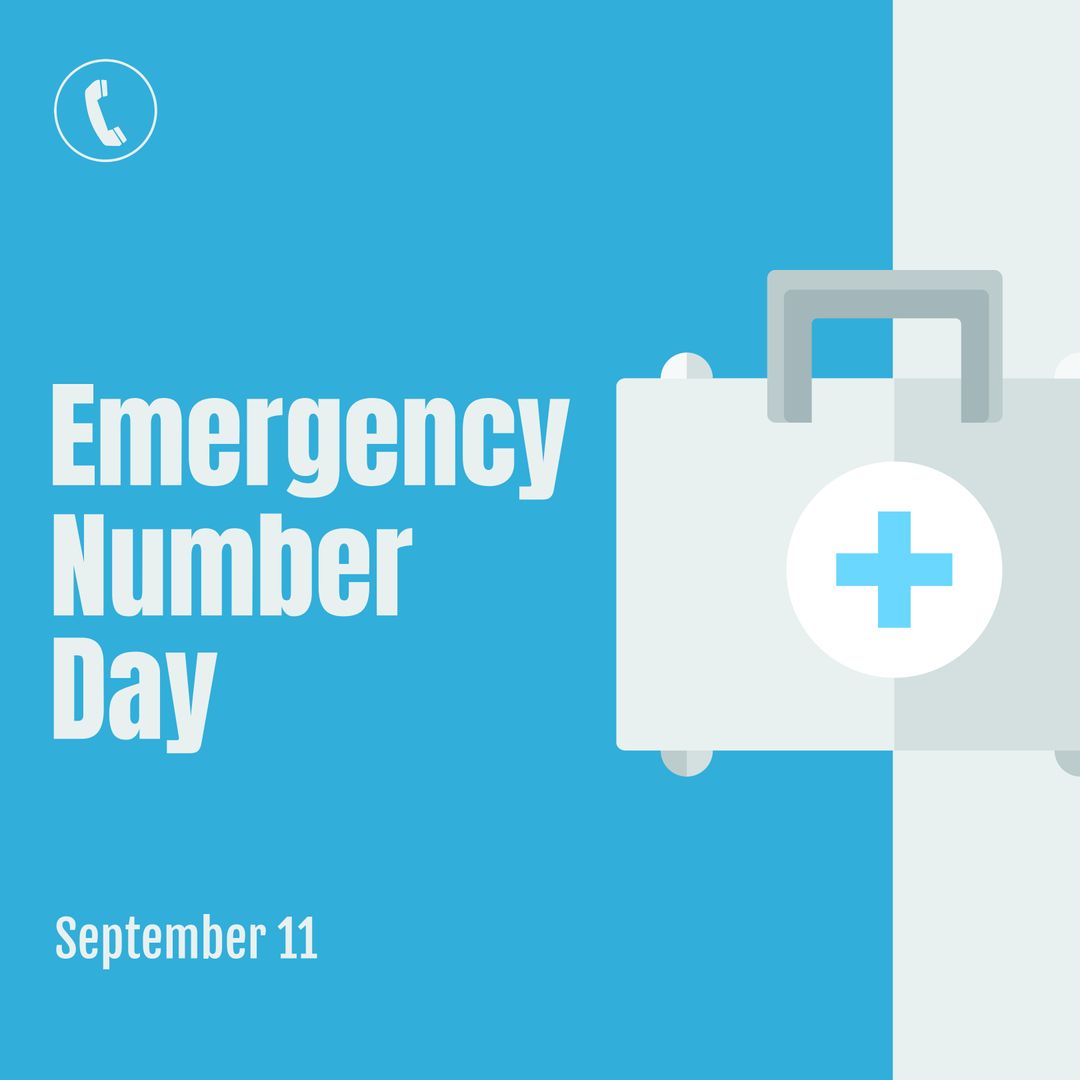 Emergency Number Day Announcement with Medical Bag Icon