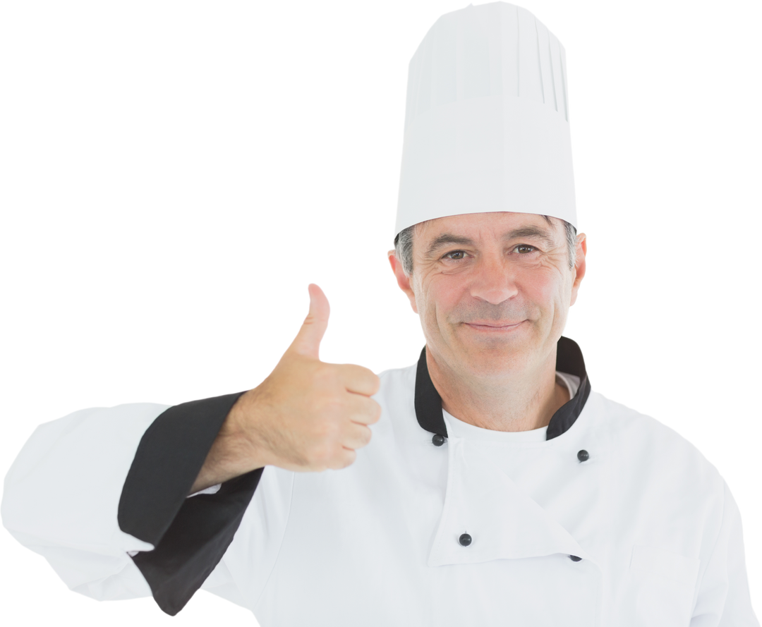 Chef Giving Thumbs Up Gesture on Transparent Background - Download Free Stock Images Pikwizard.com