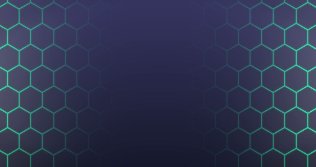 Futuristic Green Hexagon Grid on Dark Background