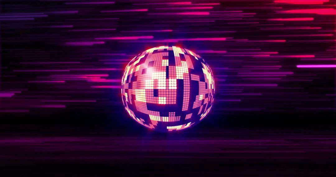 Abstract Mirror Ball with Vibrant Light Streaks