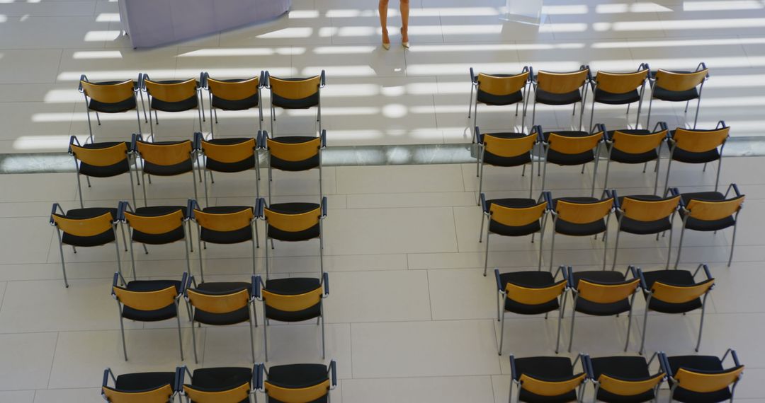 Business Venue with Empty Chairs and Speaker Podium