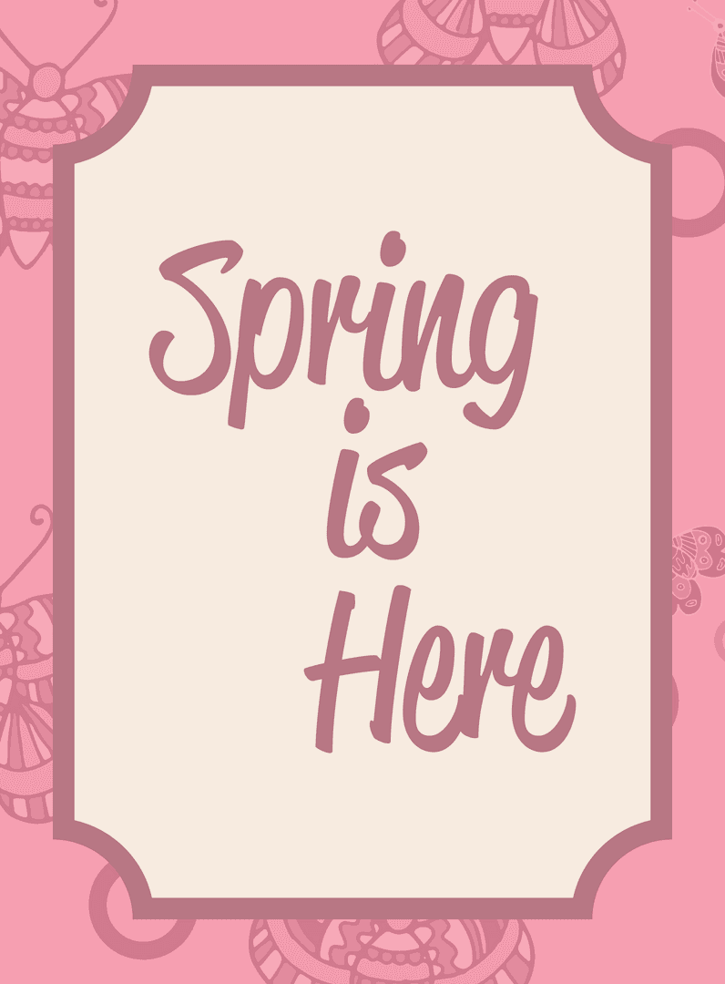 Spring is Here Transparent Illustration with Butterflies