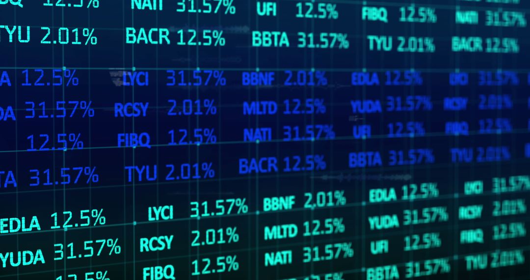 Digital Data Display with Stock Market Information Grid