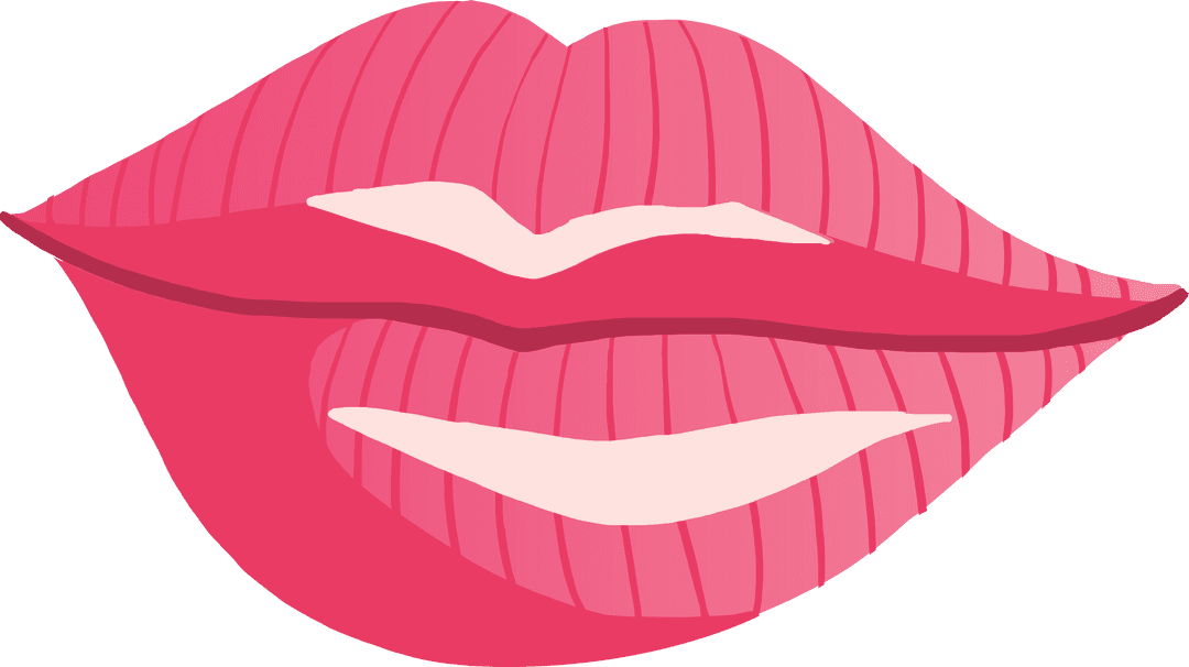 Transparent Illustration of Pink Lips Symbolizing Femininity