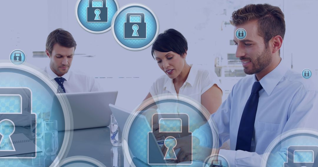 Digital Security Concept in Office Environment with Business Professionals